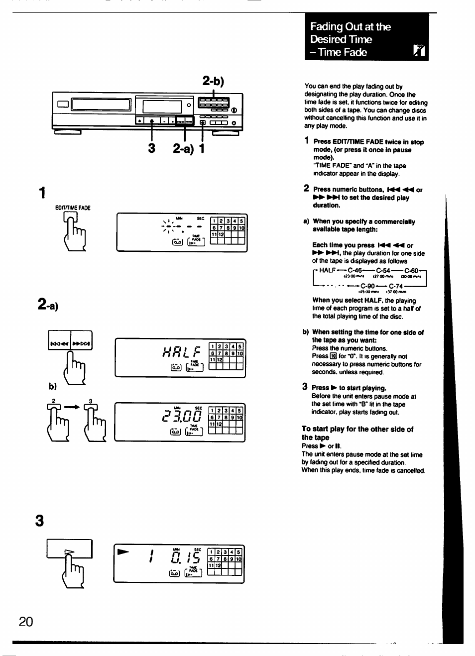 A) 1, Fading out at the desired time -time fade, Siäs'<d | Sony CDP-211 User Manual | Page 20 / 23