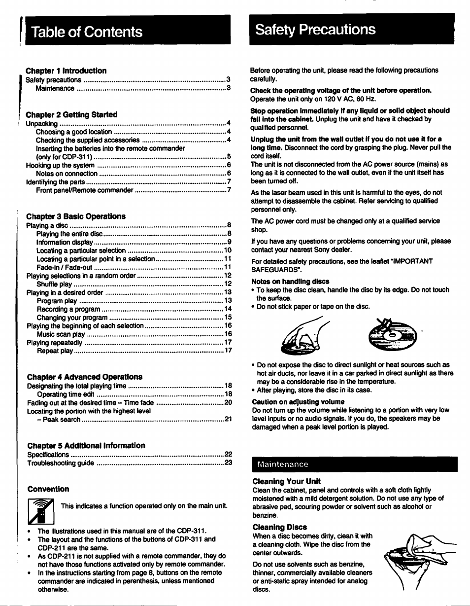 Sony CDP-211 User Manual | Page 3 / 23