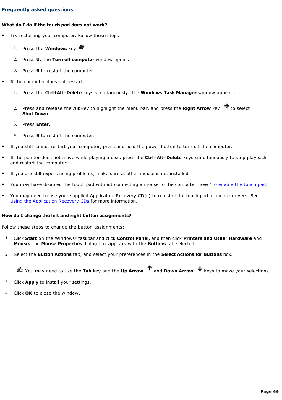 Frequently asked questions | Sony PCG-GRX700P User Manual | Page 69 / 170