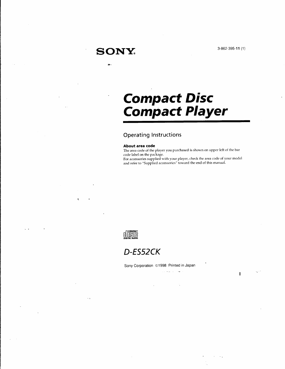 Sony D-ES52CK User Manual | 15 pages