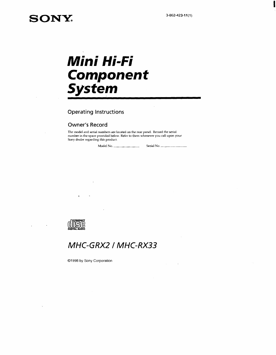 Sony MHC-RX33 User Manual | 32 pages