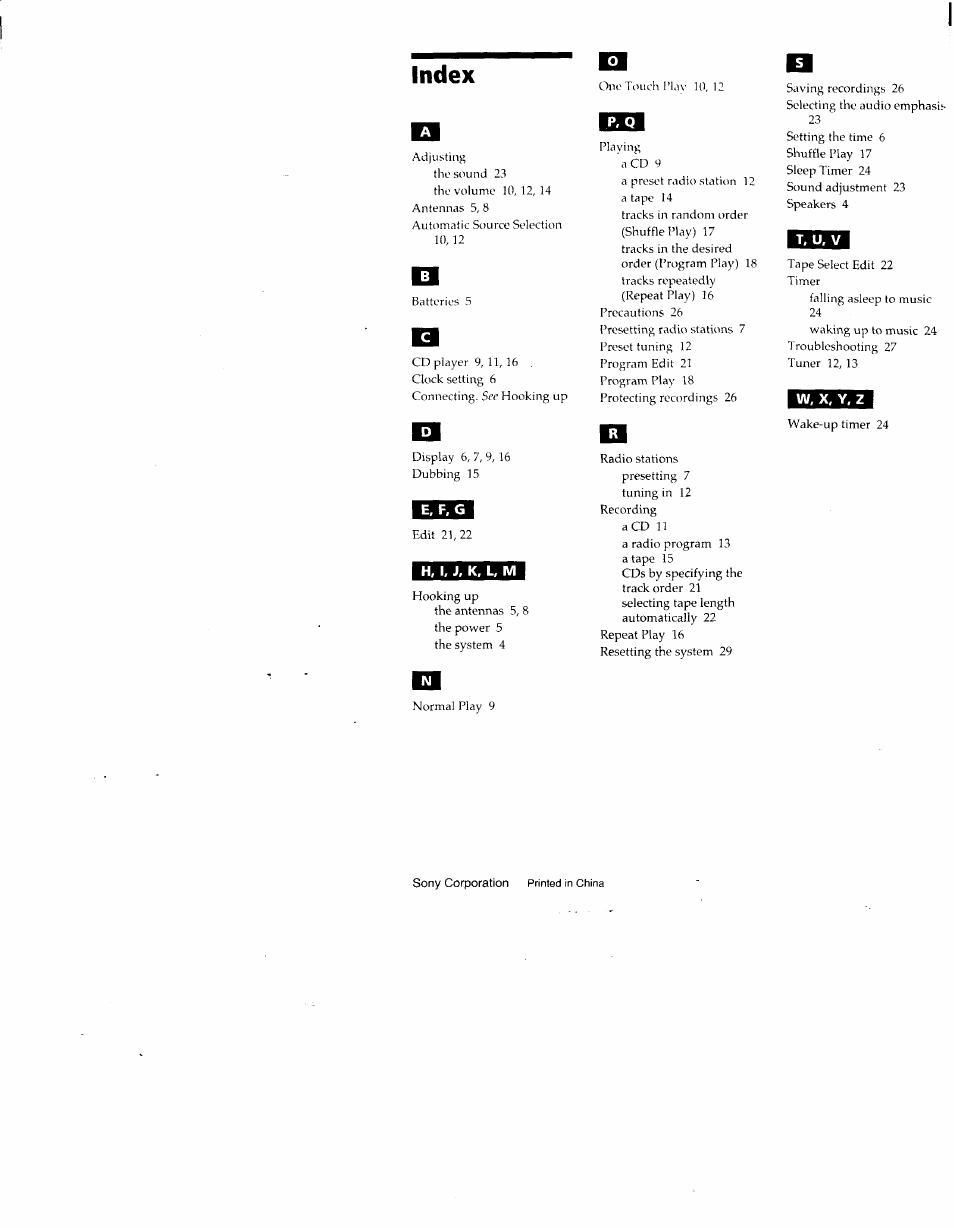 Index | Sony MHC-RX33 User Manual | Page 32 / 32