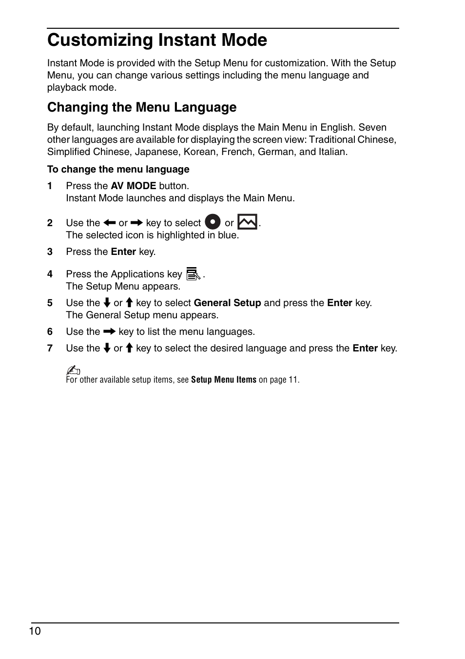 Customizing instant mode, Changing the menu language | Sony VGN-TX690P User Manual | Page 12 / 36