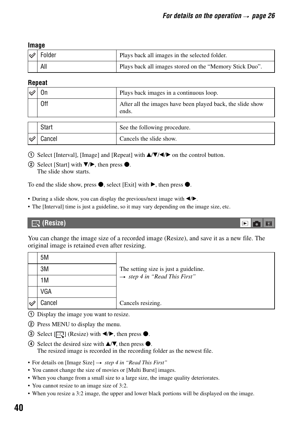 Resize) | Sony DSC-T7 User Manual | Page 40 / 103