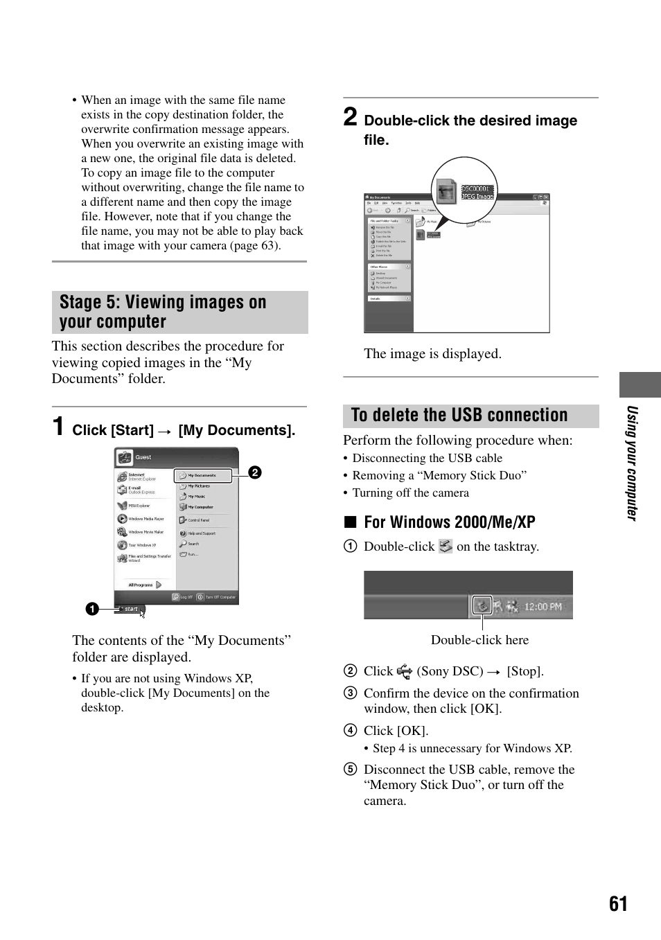Stage 5: viewing images on your computer | Sony DSC-T7 User Manual | Page 61 / 103
