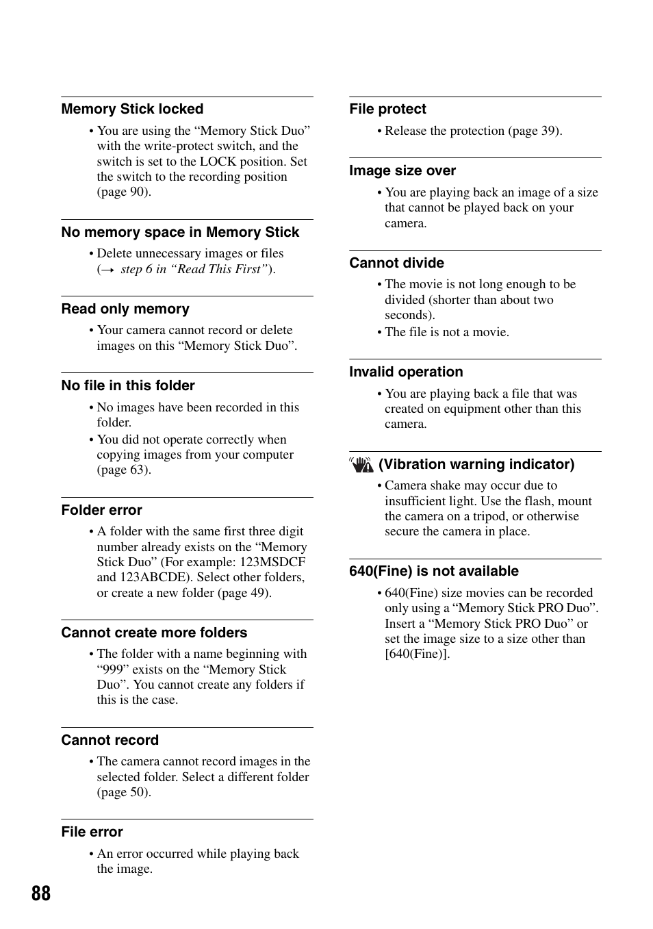 Sony DSC-T7 User Manual | Page 88 / 103