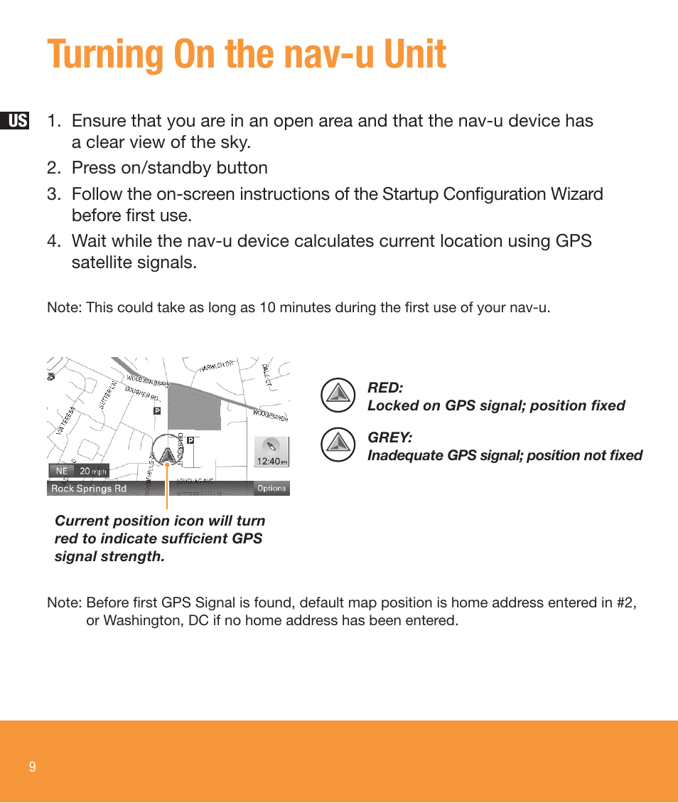 Turning on the nav-u unit | Sony NV-U73T User Manual | Page 10 / 60