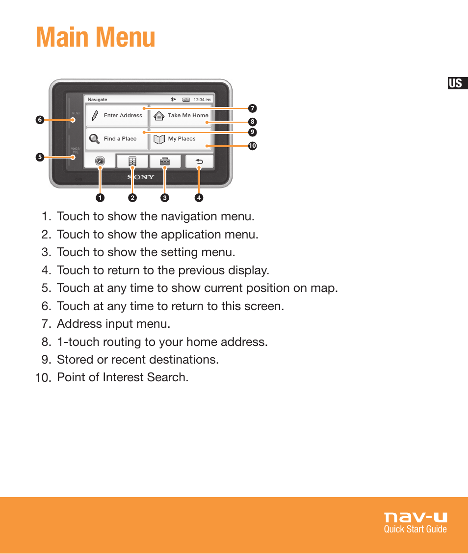 Main menu | Sony NV-U73T User Manual | Page 11 / 60