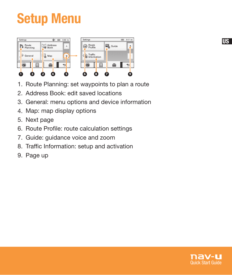Setup menu | Sony NV-U73T User Manual | Page 19 / 60