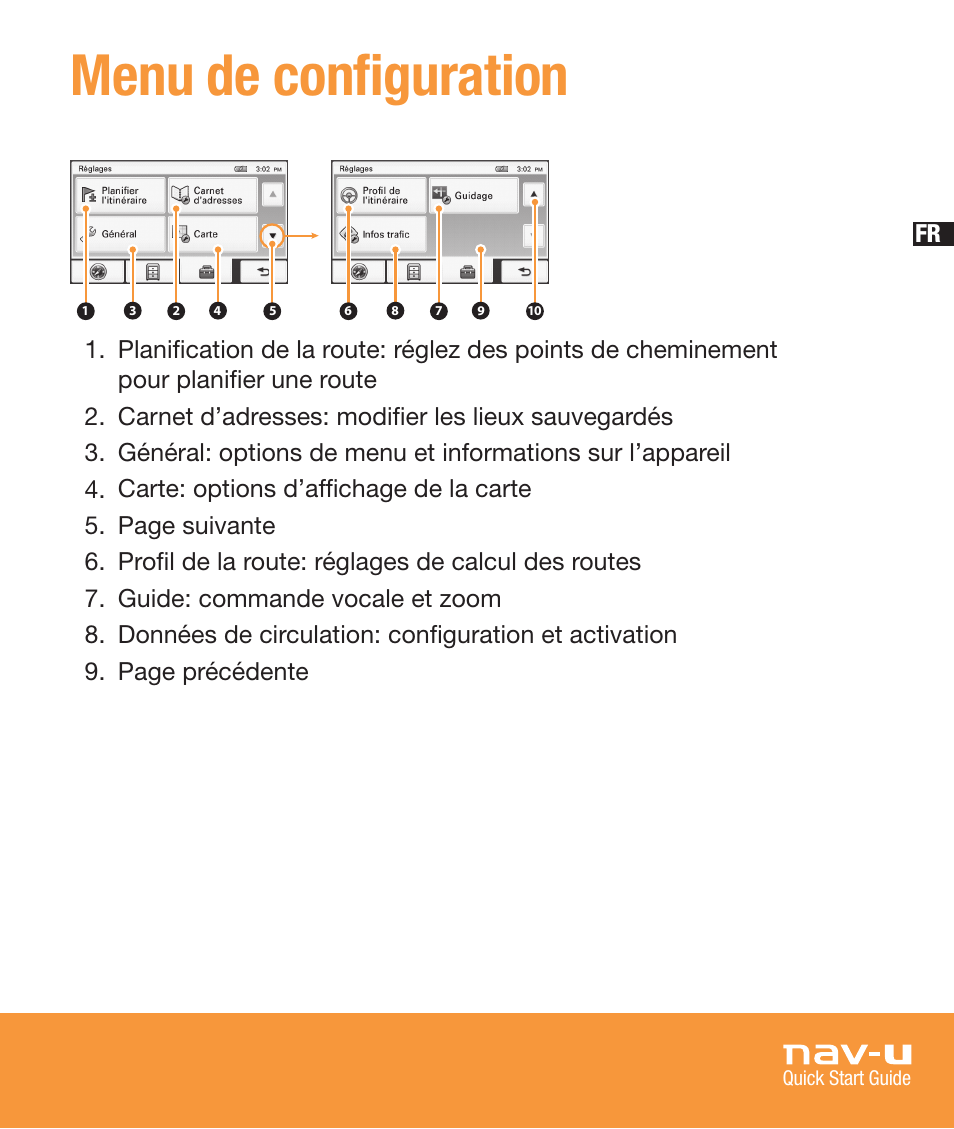 Menu de configuration | Sony NV-U73T User Manual | Page 39 / 60