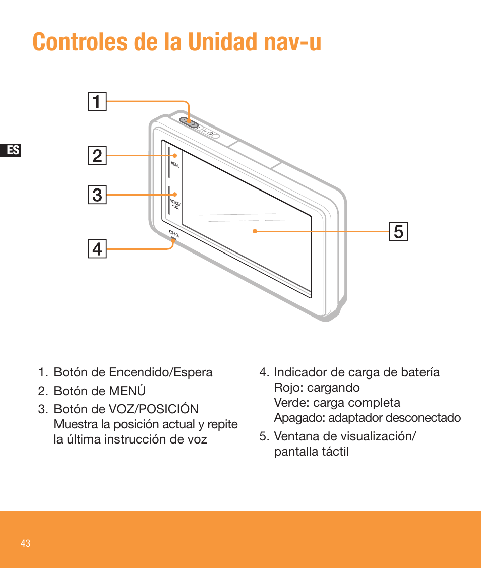 Controles de la unidad nav-u | Sony NV-U73T User Manual | Page 44 / 60