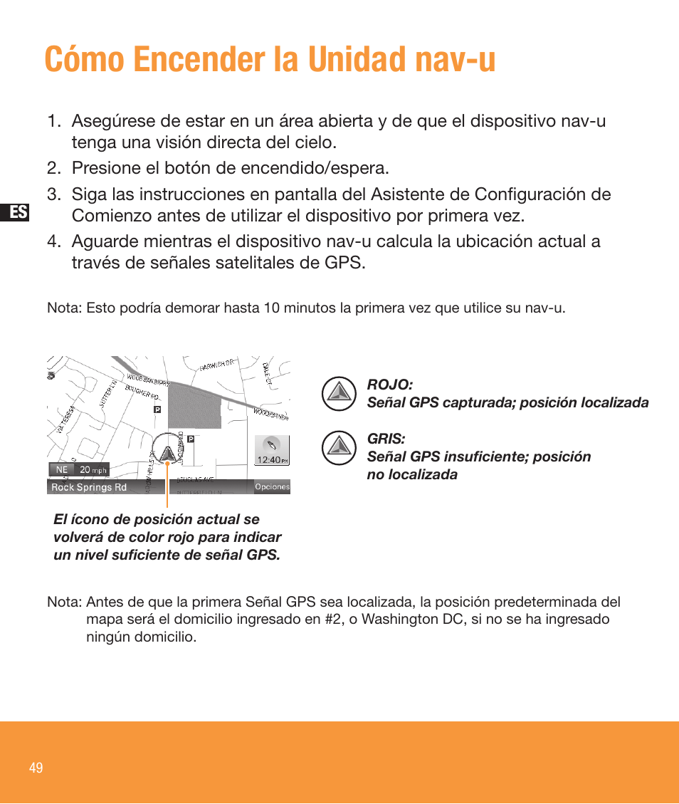 Cómo encender la unidad nav-u | Sony NV-U73T User Manual | Page 50 / 60