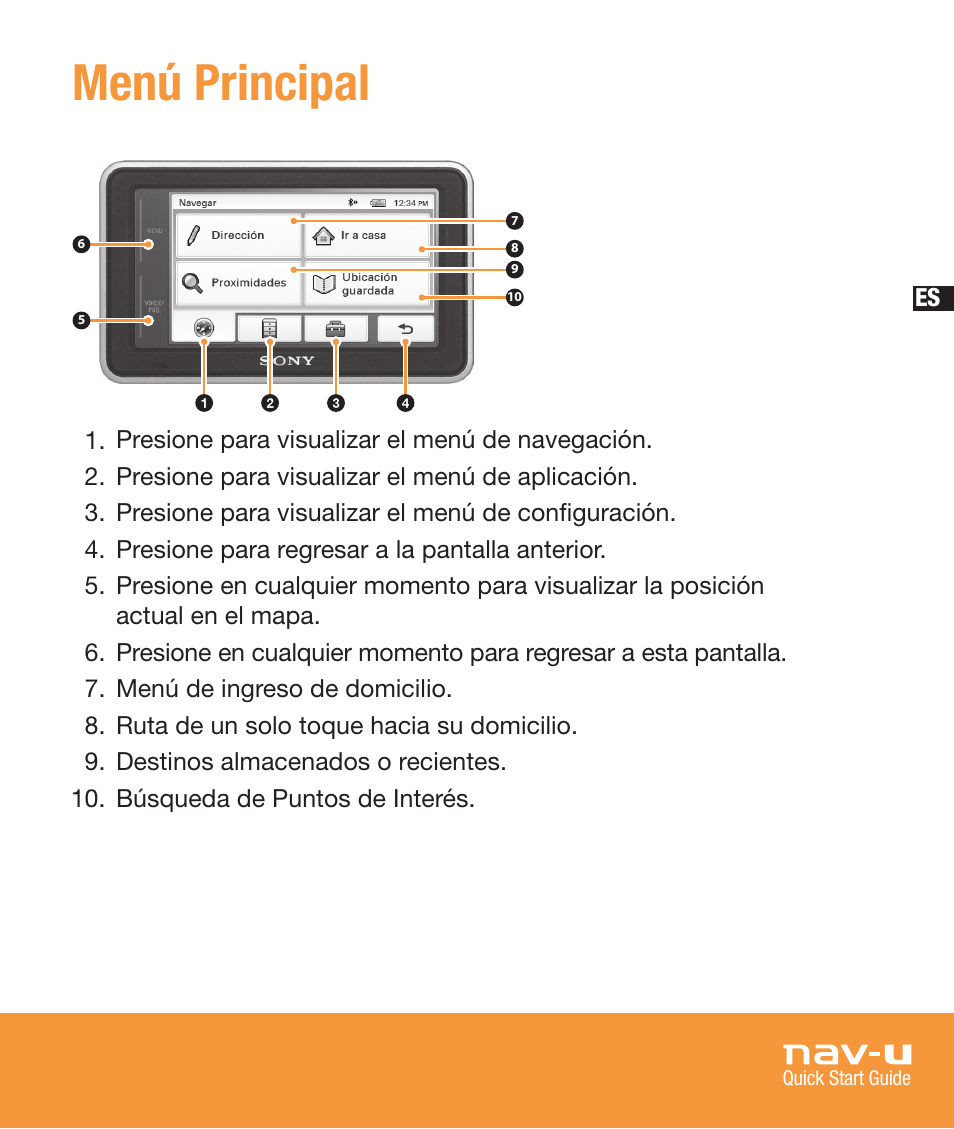 Menú principal | Sony NV-U73T User Manual | Page 51 / 60