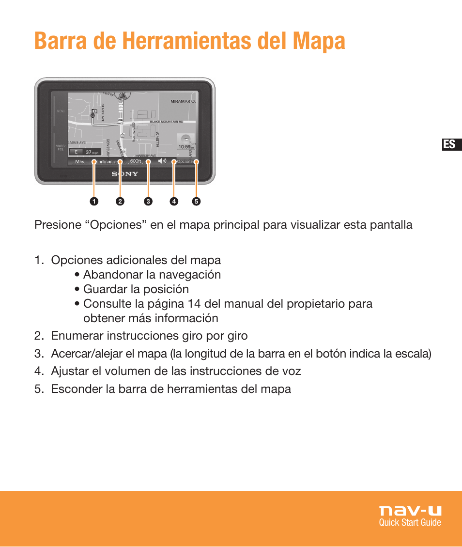 Barra de herramientas del mapa | Sony NV-U73T User Manual | Page 55 / 60