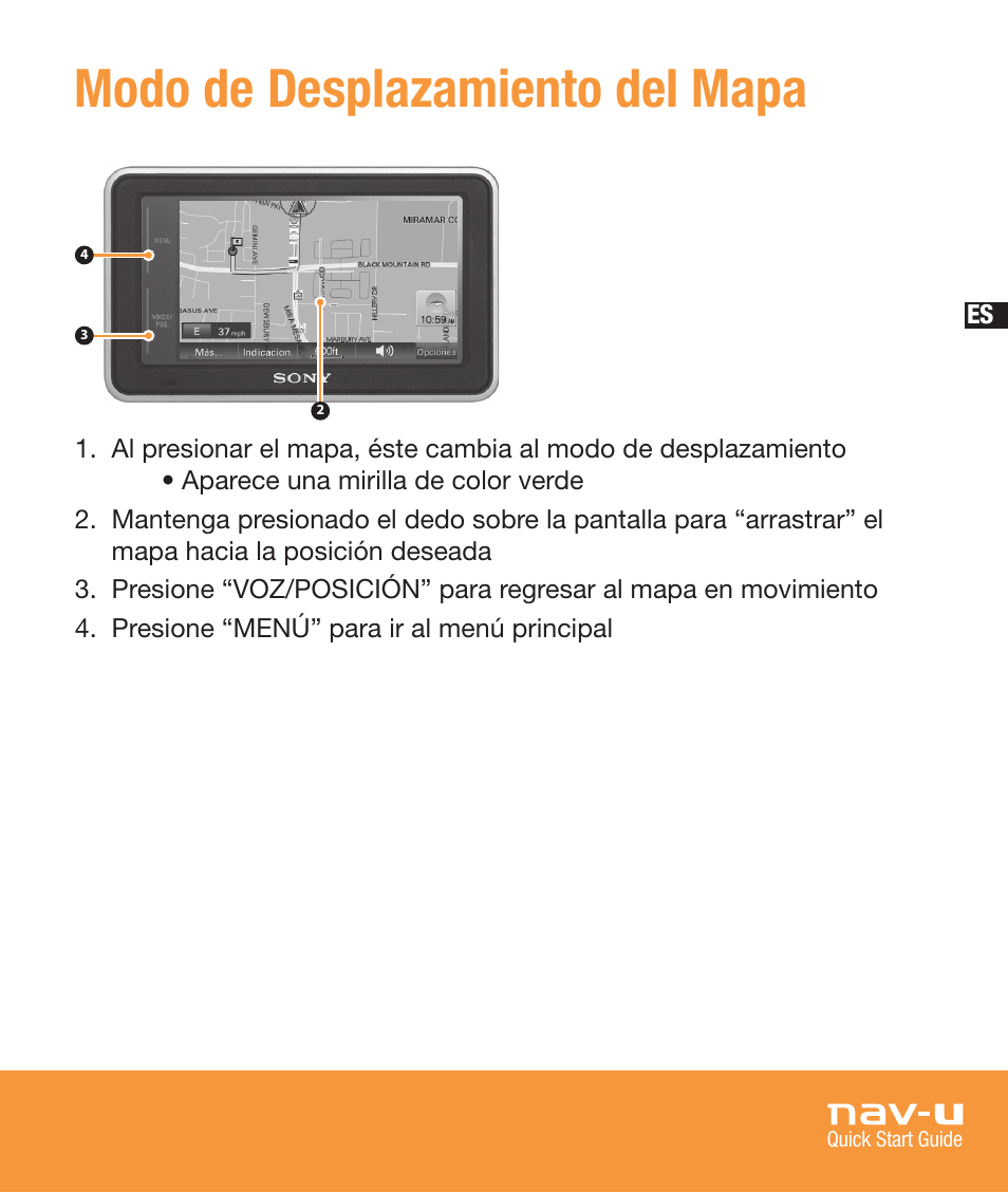 Modo de desplazamiento del mapa | Sony NV-U73T User Manual | Page 57 / 60