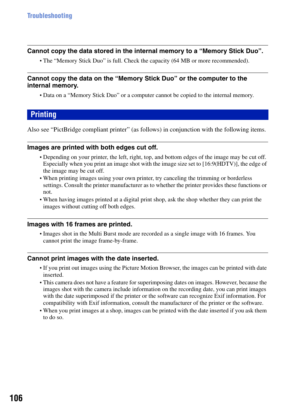 Printing | Sony DSC-T50 User Manual | Page 106 / 120