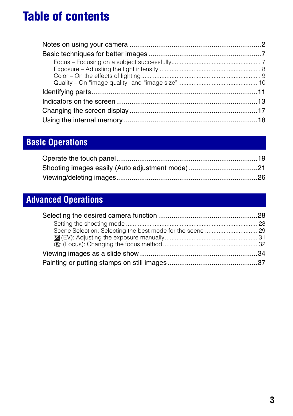 Sony DSC-T50 User Manual | Page 3 / 120