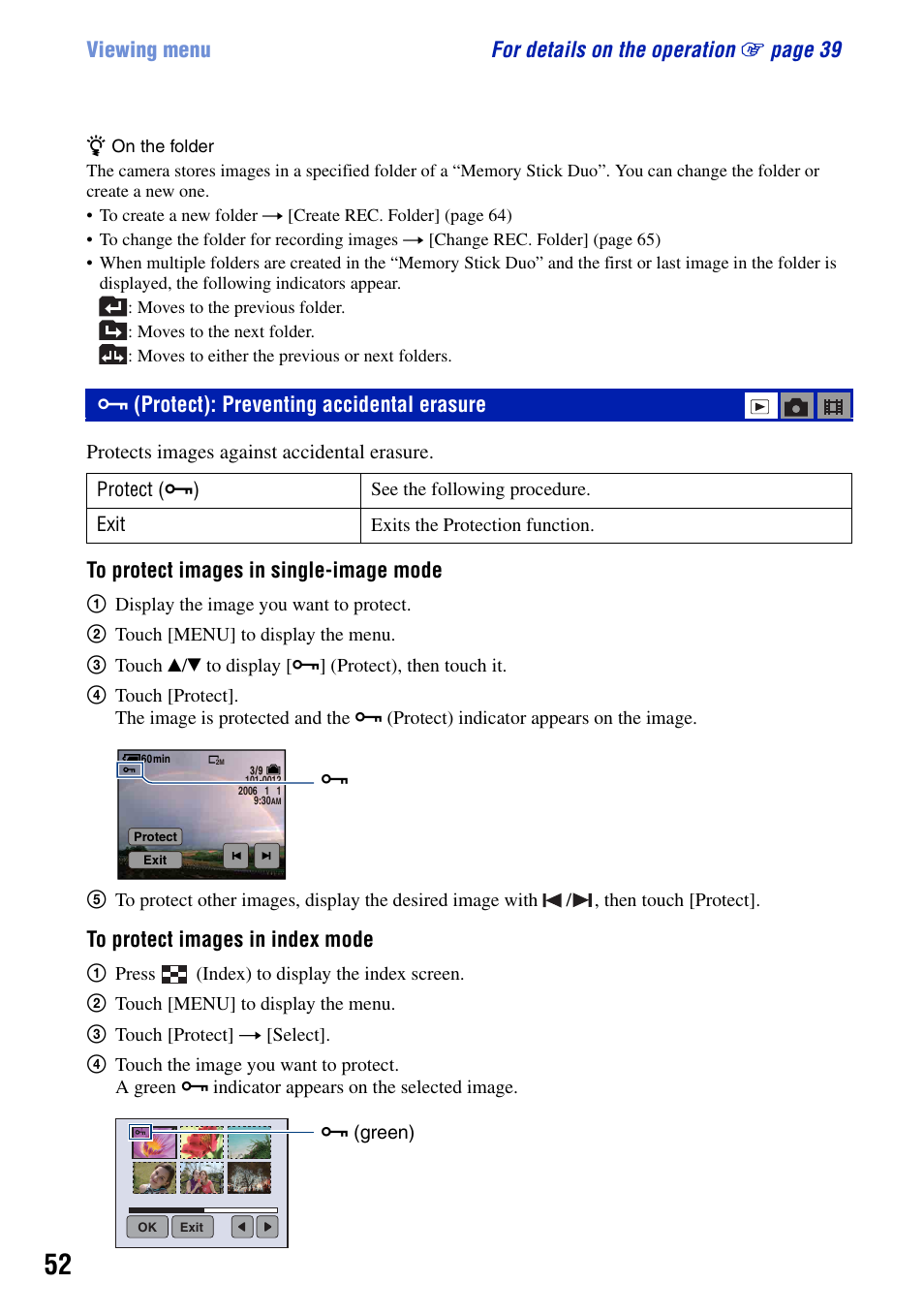 Protect): preventing accidental erasure | Sony DSC-T50 User Manual | Page 52 / 120
