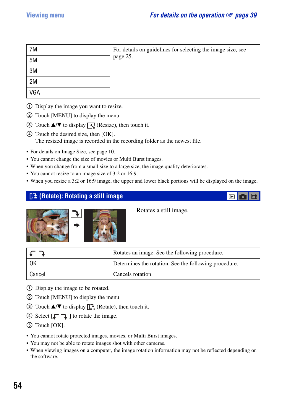 Rotate): rotating a still image | Sony DSC-T50 User Manual | Page 54 / 120