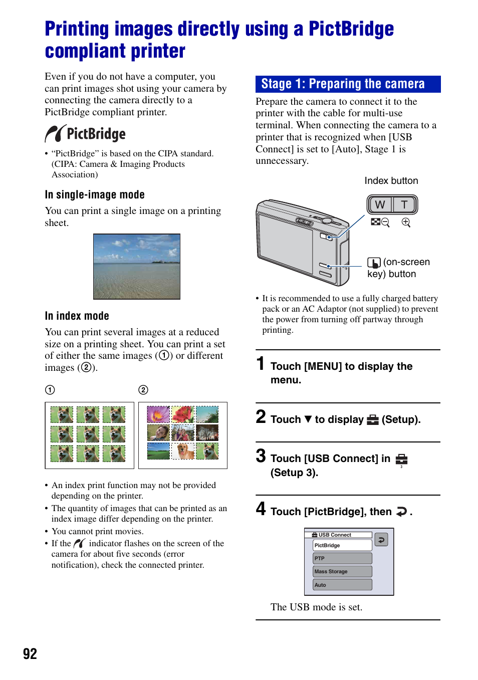 Stage 1: preparing the camera | Sony DSC-T50 User Manual | Page 92 / 120