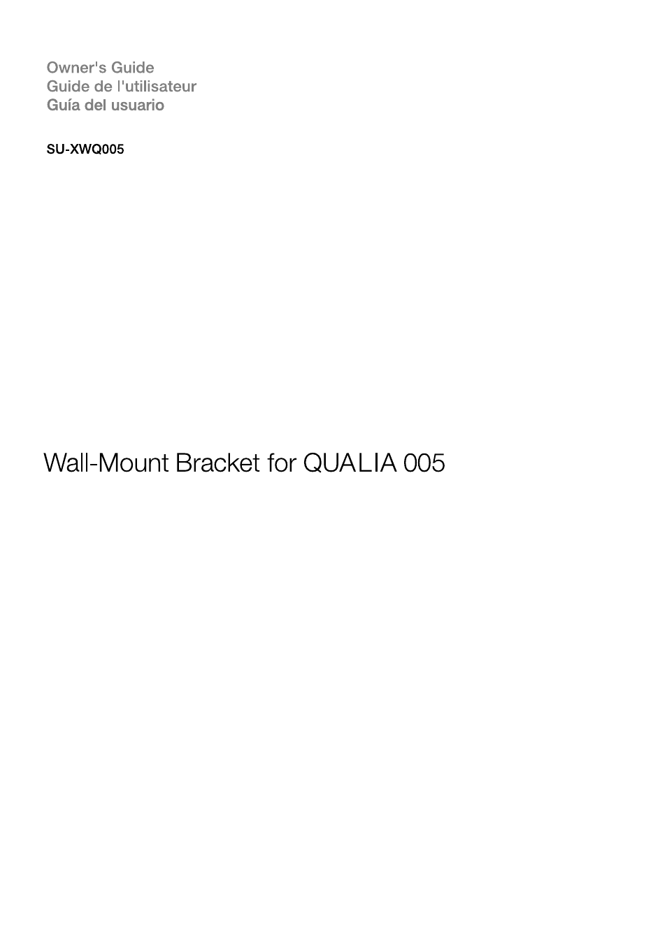 Sony SU-XWQ005 User Manual | 40 pages