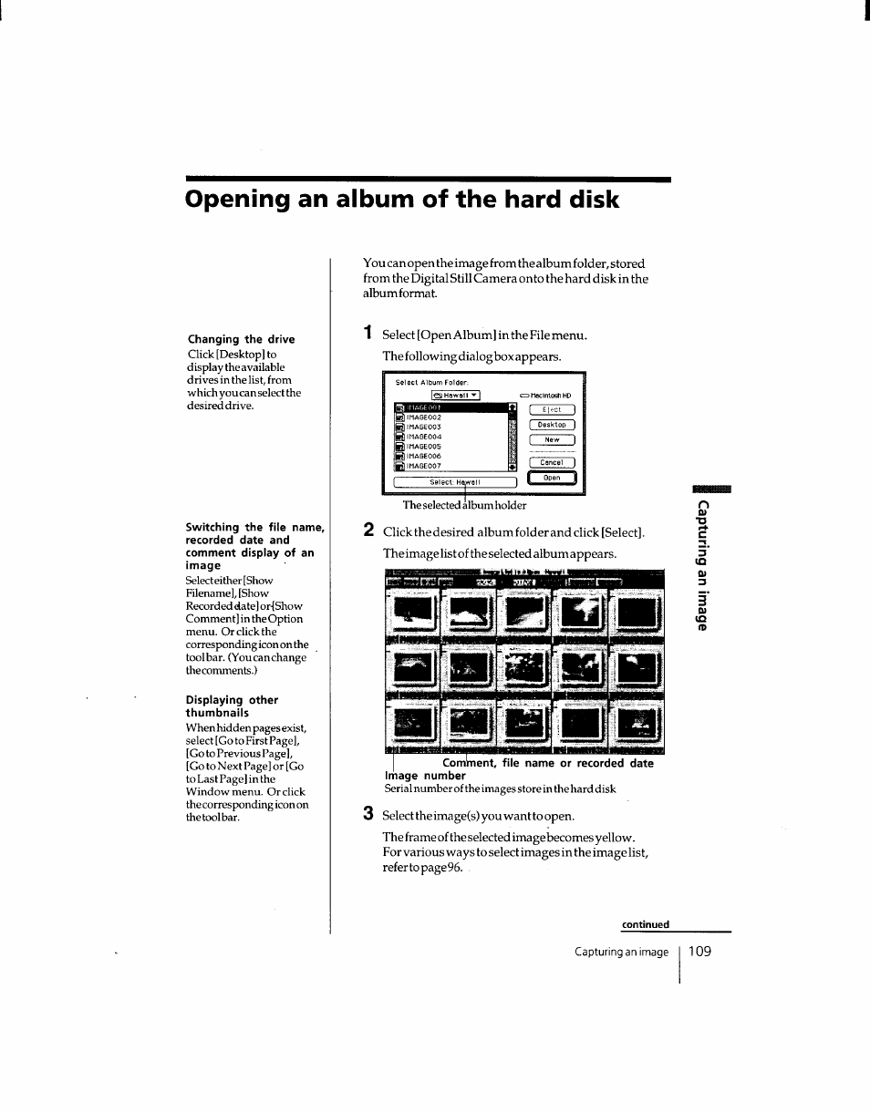 Opening an album of the hard disk, Ll i | Sony DSC-F1 User Manual | Page 109 / 127