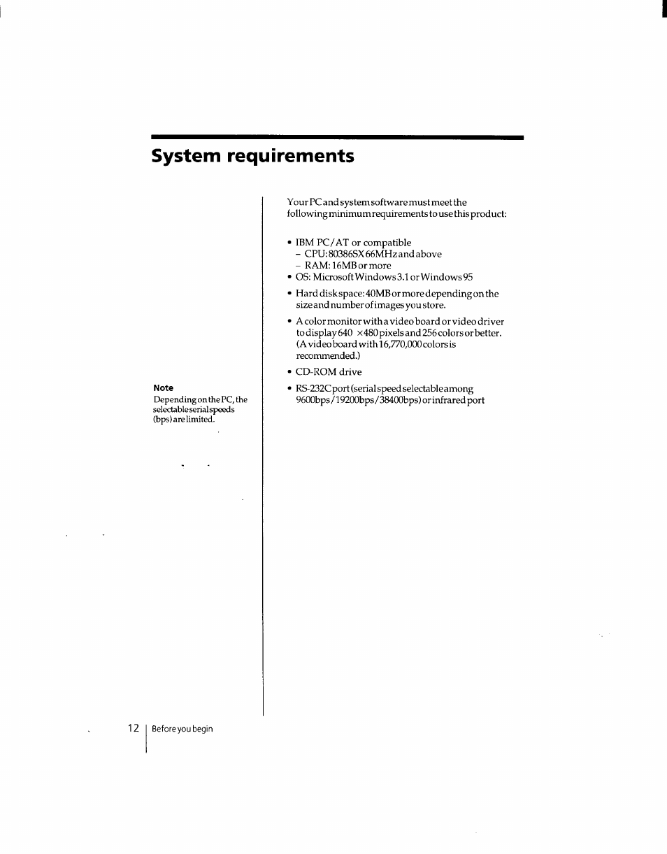 System requirements | Sony DSC-F1 User Manual | Page 12 / 127