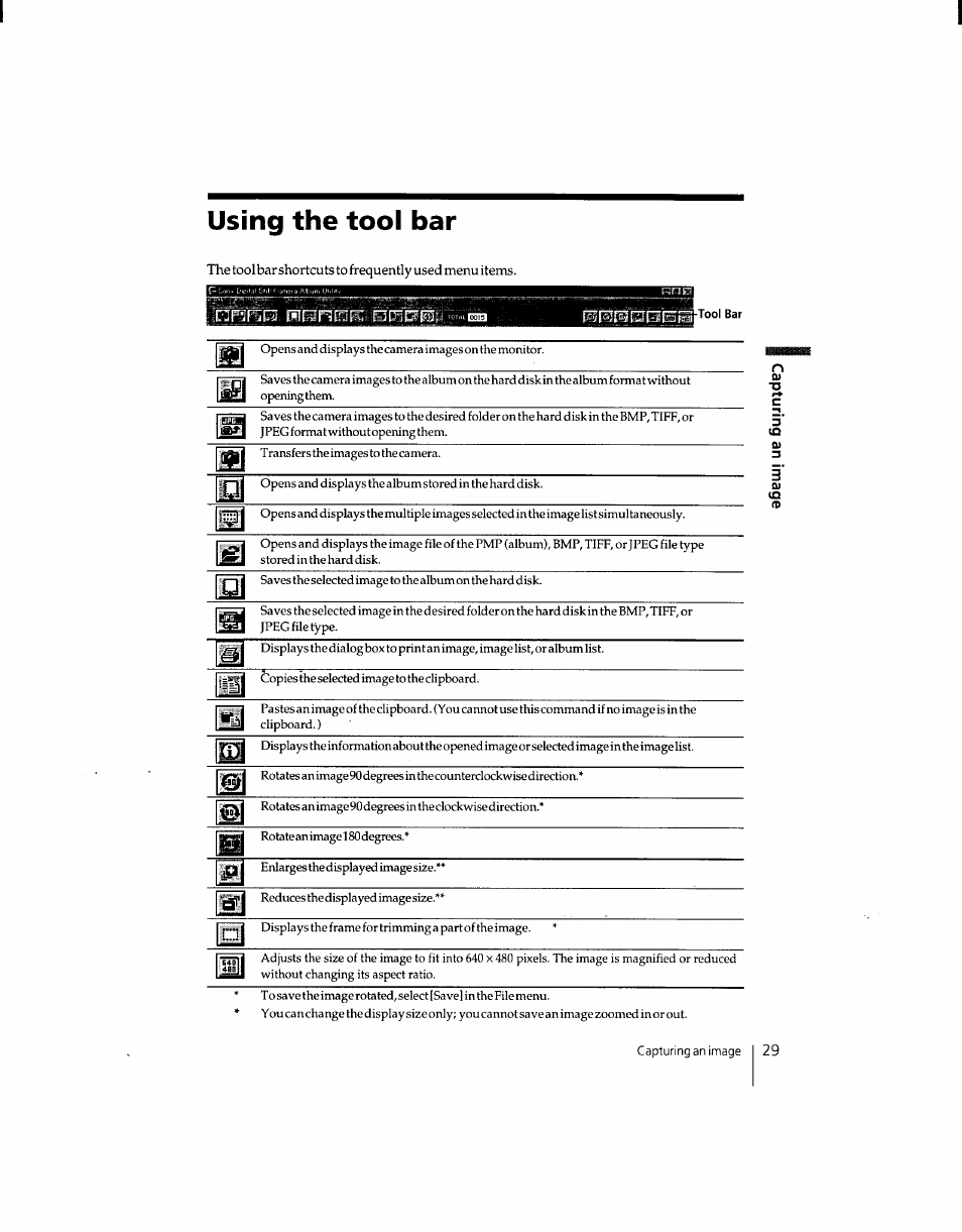 Using the tool bar | Sony DSC-F1 User Manual | Page 28 / 127