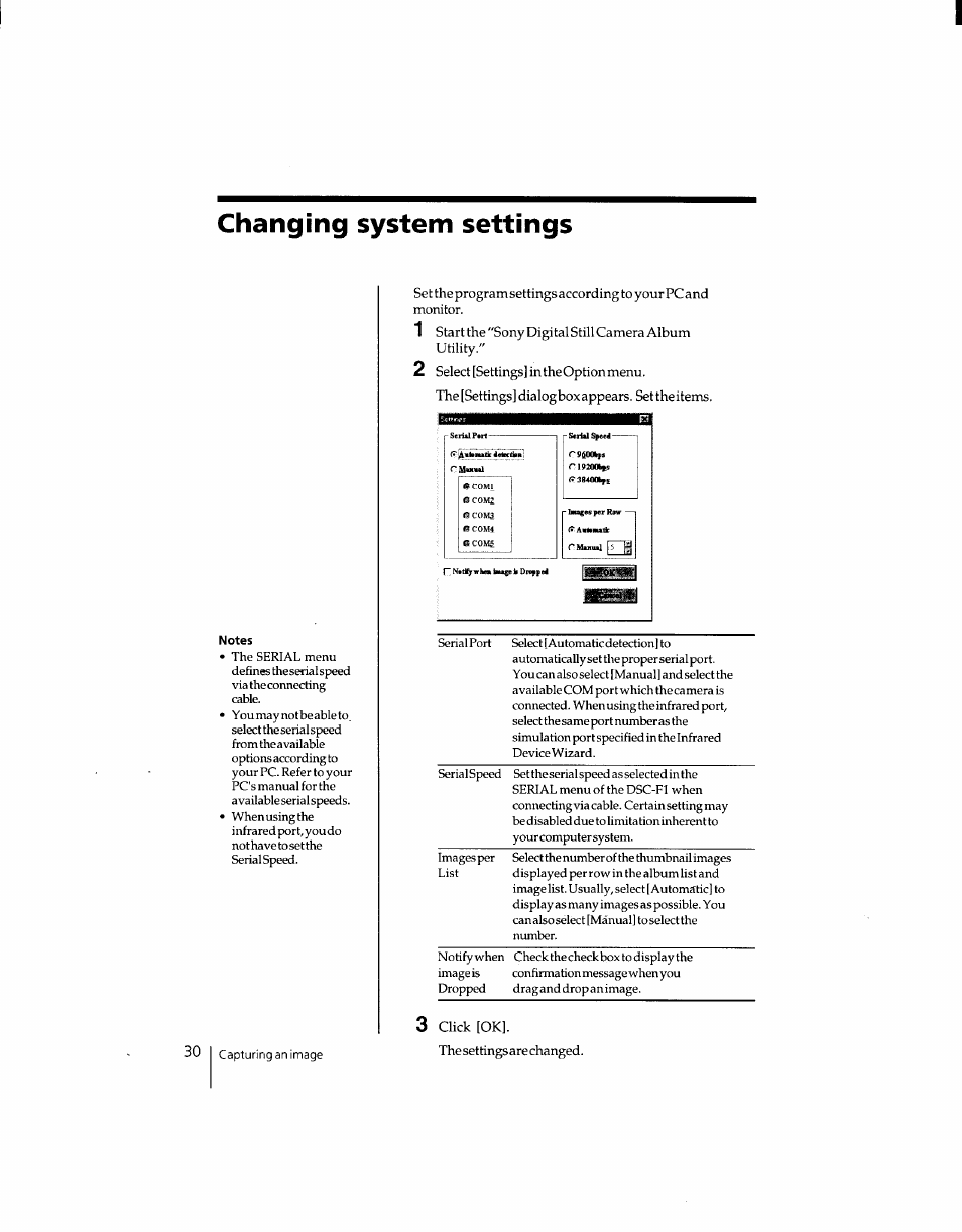 Changing system settings | Sony DSC-F1 User Manual | Page 29 / 127