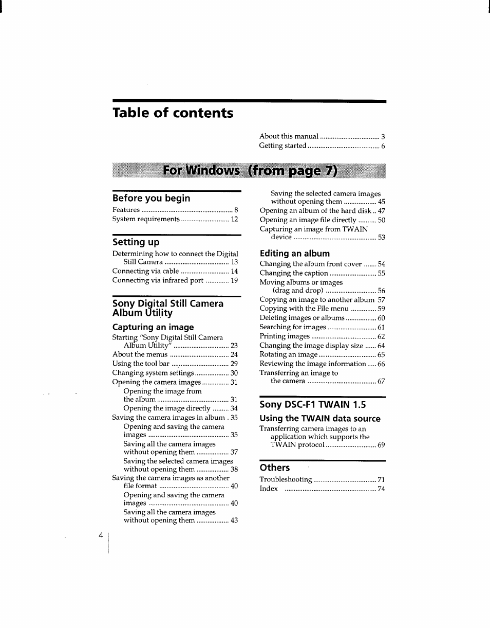 Sony DSC-F1 User Manual | Page 4 / 127