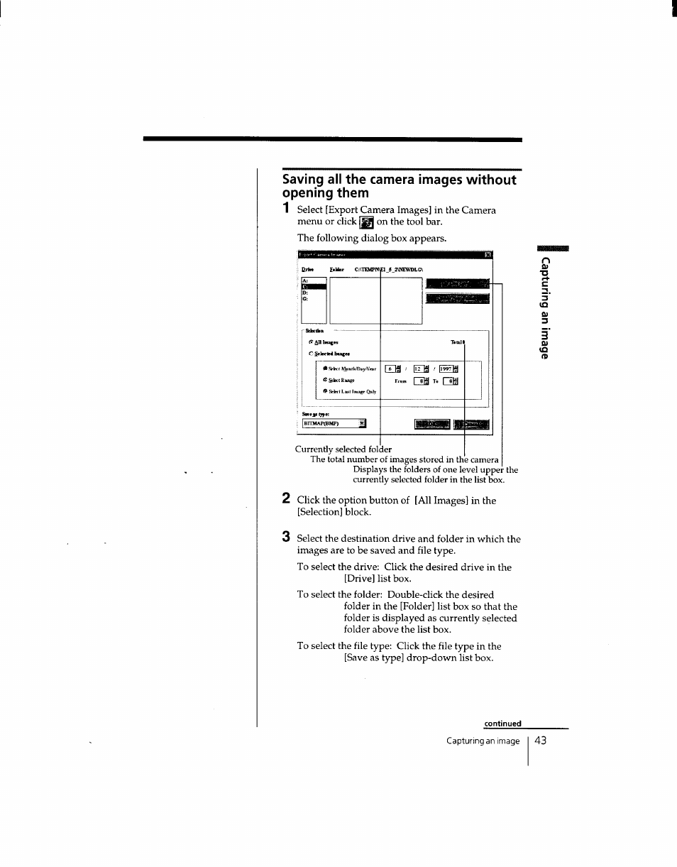 Saving all the camera images without opening them | Sony DSC-F1 User Manual | Page 42 / 127