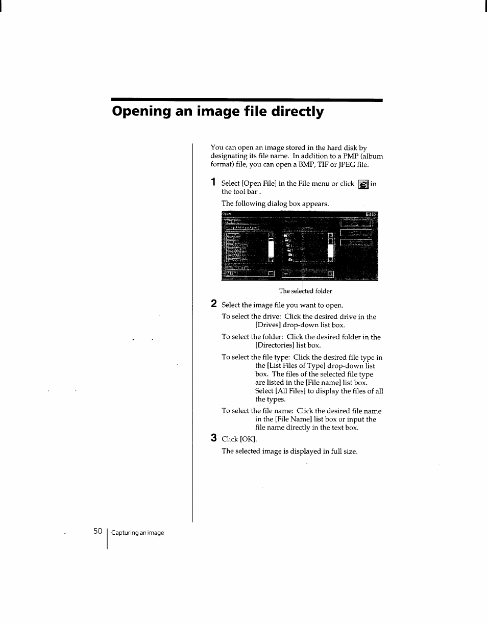 Opening an image file directly | Sony DSC-F1 User Manual | Page 49 / 127