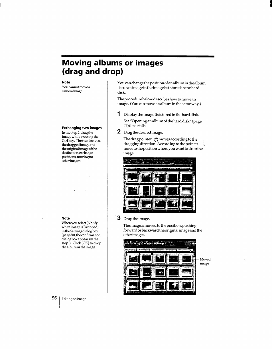 Moving albums or images (drag and drop), I íéi, Ilaj | Sony DSC-F1 User Manual | Page 55 / 127