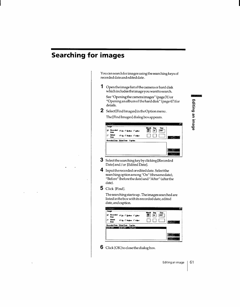 Searching for images | Sony DSC-F1 User Manual | Page 60 / 127