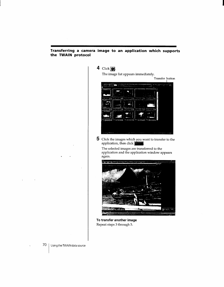 To transfer another image | Sony DSC-F1 User Manual | Page 70 / 127