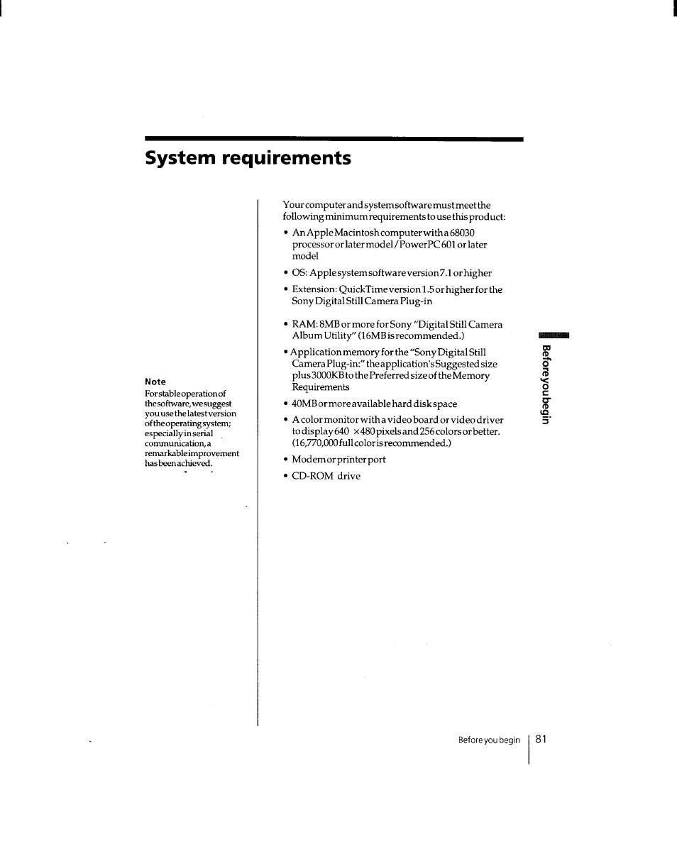 System requirements | Sony DSC-F1 User Manual | Page 81 / 127