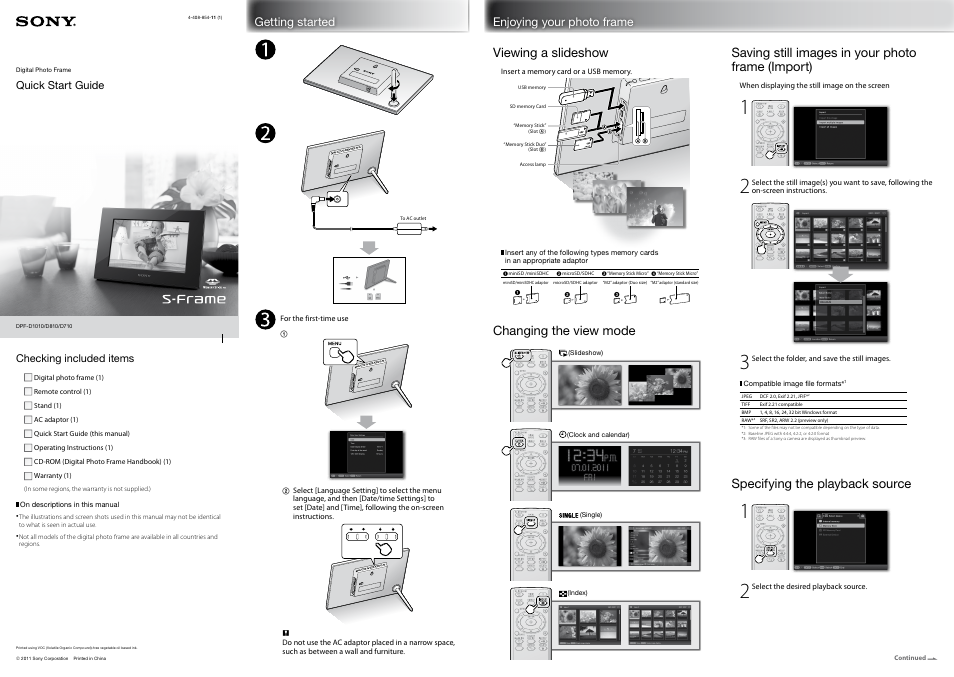 Sony DPF-D1010 User Manual | 2 pages