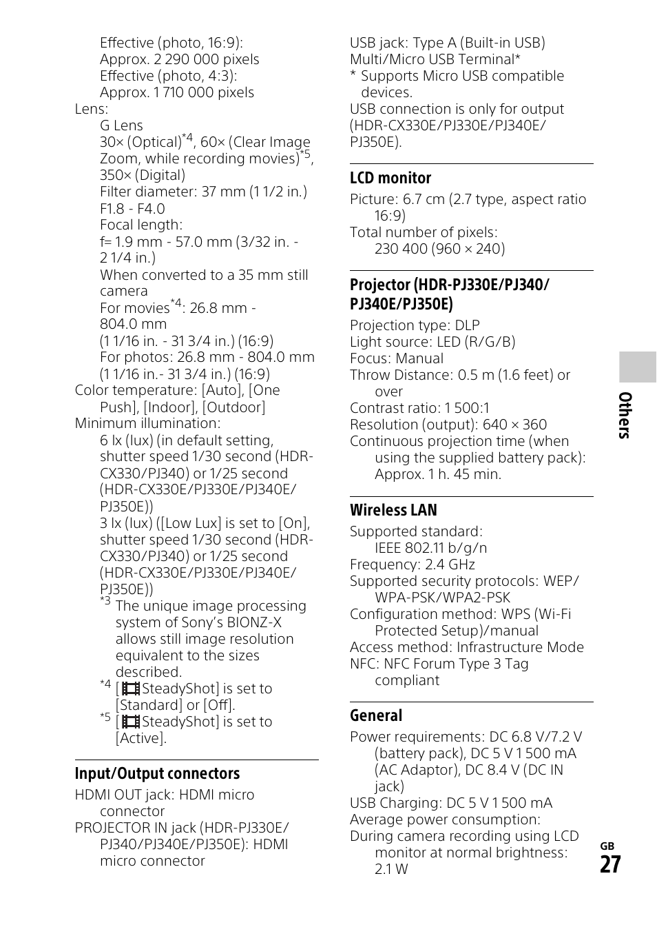 Ot he rs | Sony HDR-PJ340 User Manual | Page 27 / 32