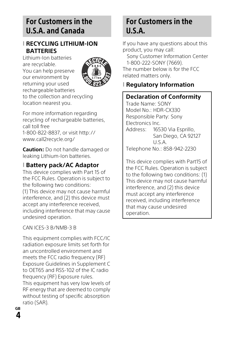 Sony HDR-PJ340 User Manual | Page 4 / 32