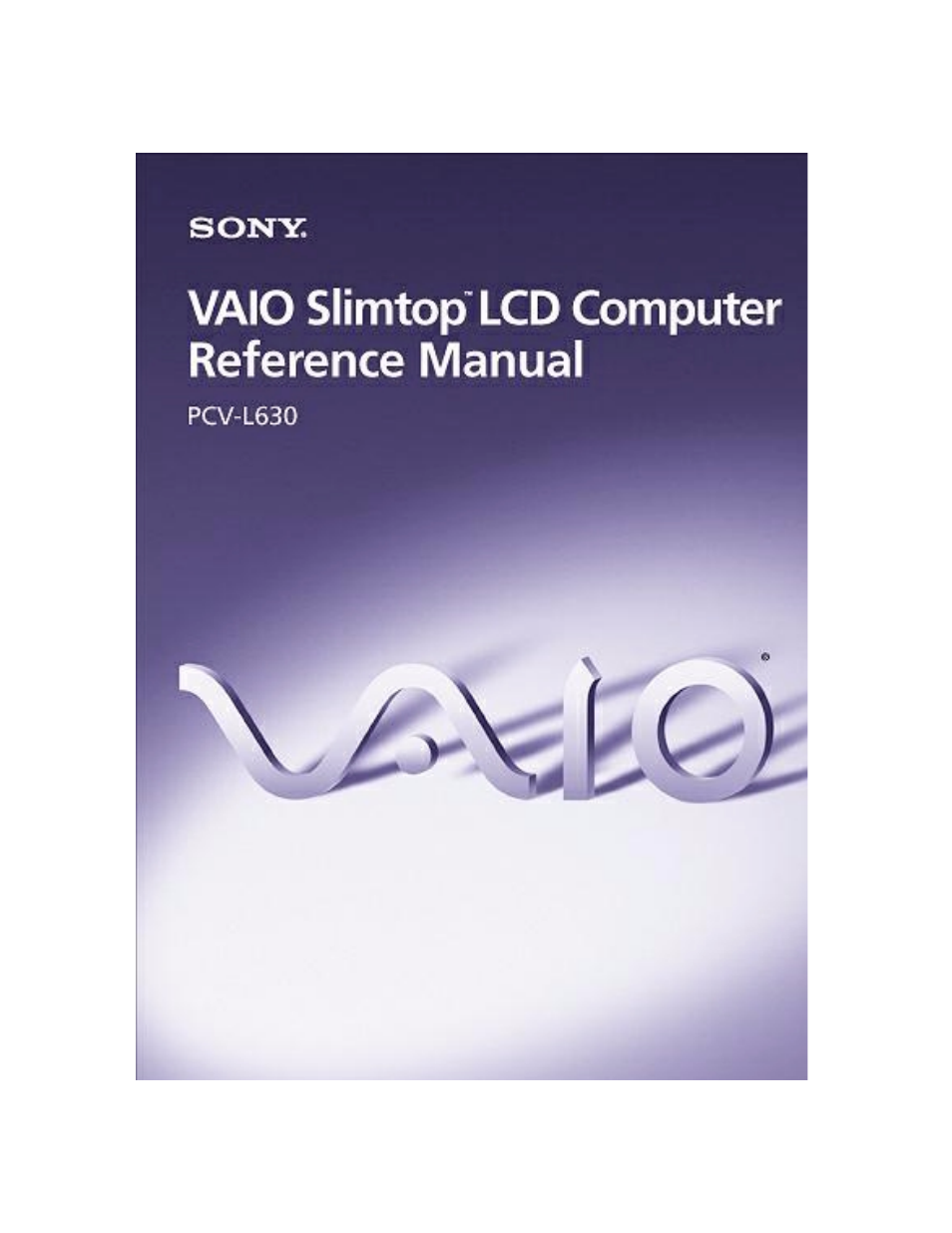 Sony PCV-L630 User Manual | 110 pages