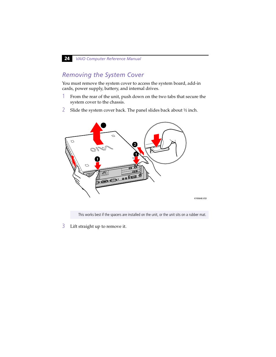 Removing the system cover, Removing the system cover” on | Sony PCV-L630 User Manual | Page 32 / 110