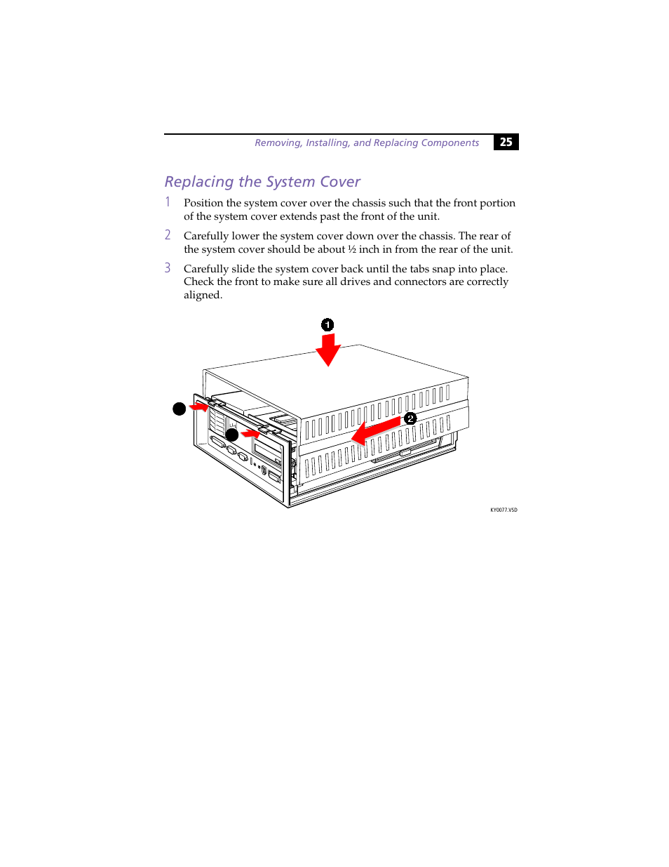 Replacing the system cover | Sony PCV-L630 User Manual | Page 33 / 110