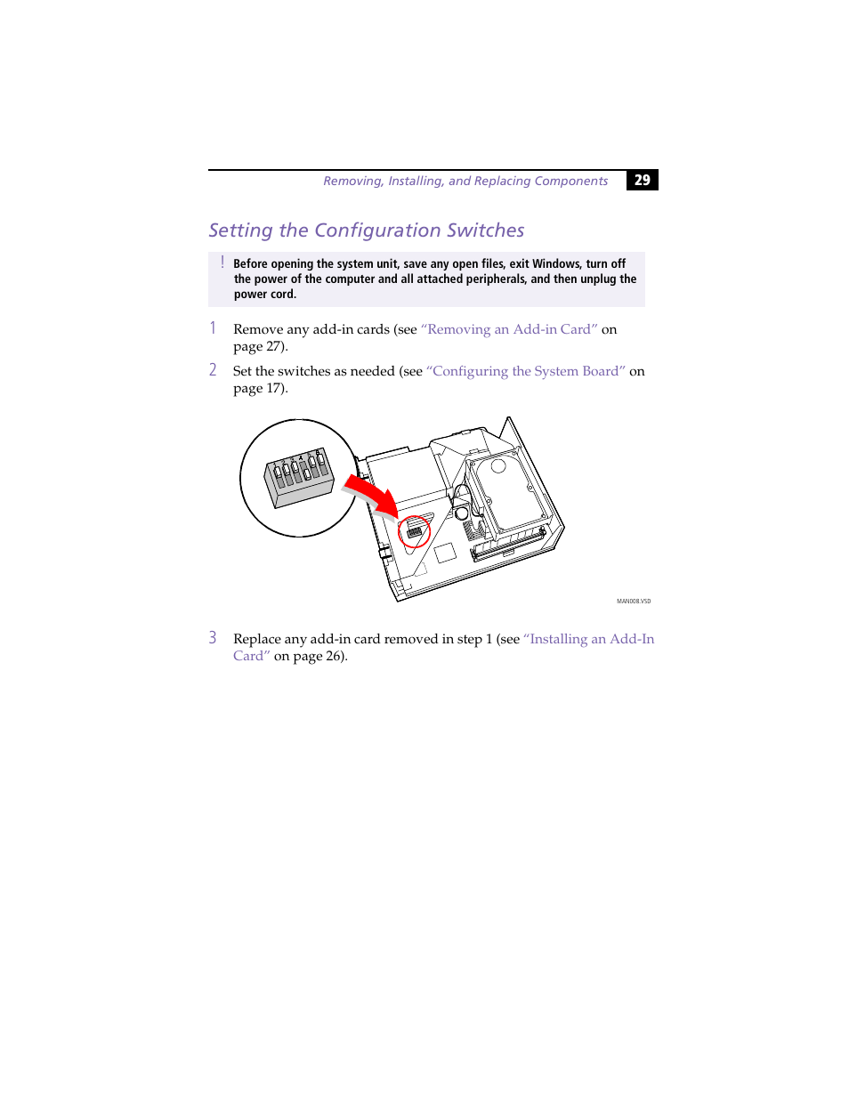 Setting the configuration switches | Sony PCV-L630 User Manual | Page 37 / 110