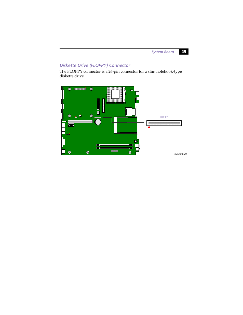 Diskette drive (floppy) connector, 49 diskette drive (floppy) connector | Sony PCV-L630 User Manual | Page 57 / 110