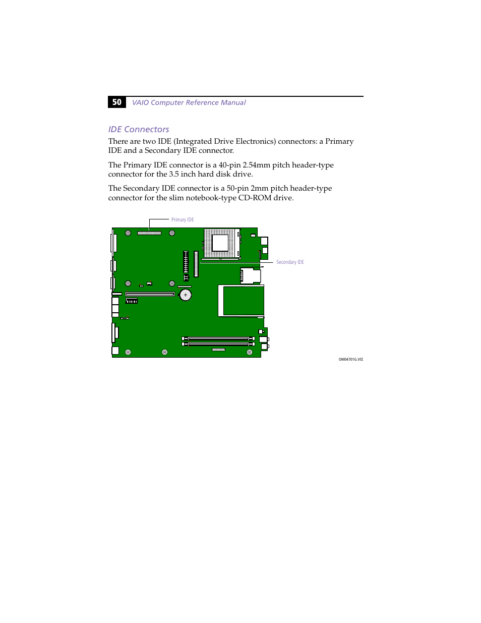 Ide connectors, 50 ide connectors | Sony PCV-L630 User Manual | Page 58 / 110