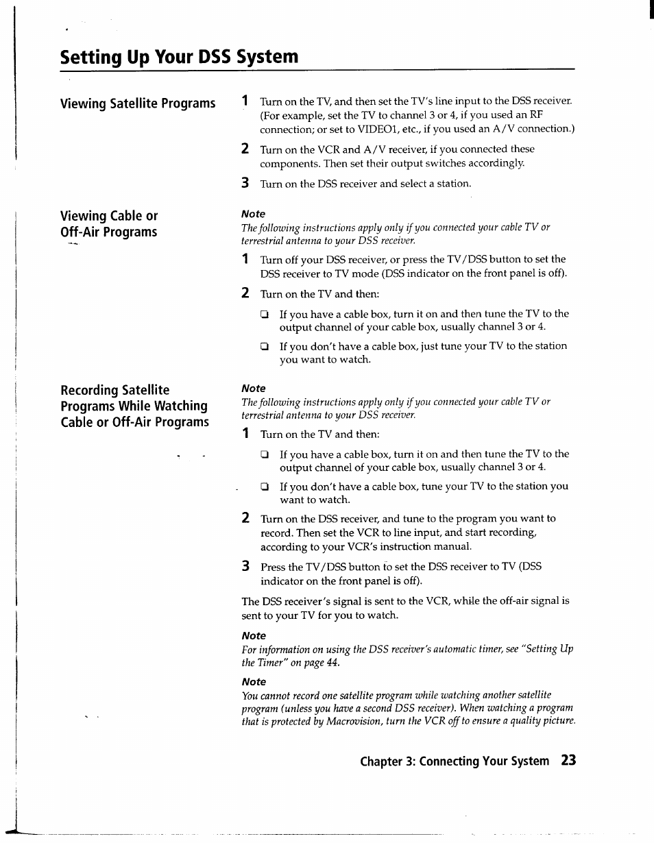 Setting up your dss system | Sony SAT-A1 User Manual | Page 21 / 89