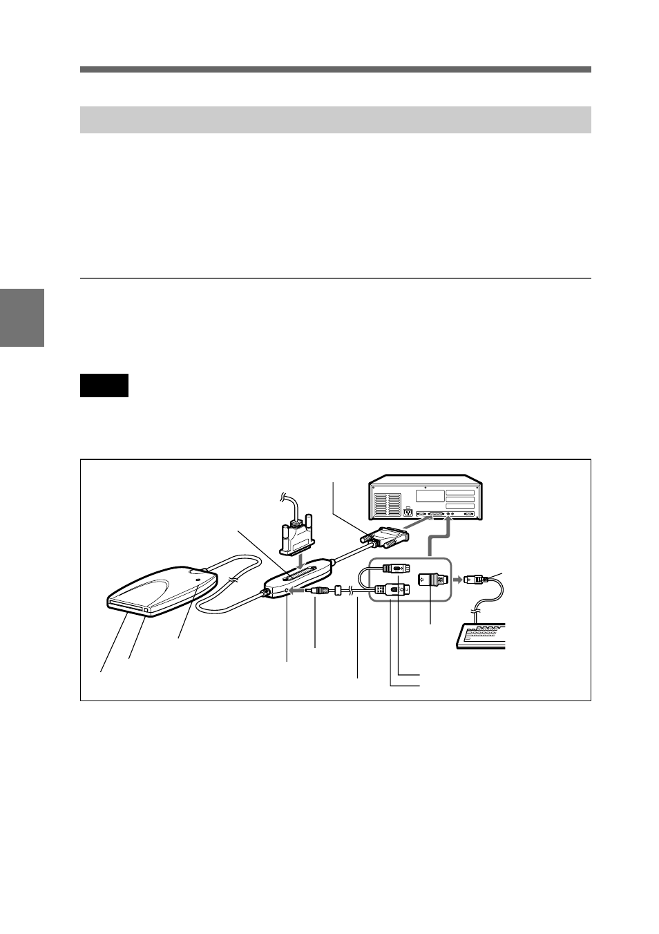 Using the pc card/parallel port adaptor, Viewing using the pc card/parallel port adaptor, Connecting the pc card/parallel port adaptor | Sony DSC-D770 User Manual | Page 46 / 128