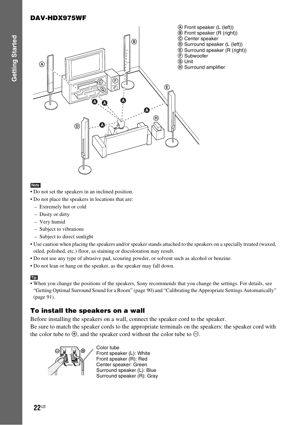 Gettin g star ted dav-hdx975wf | Sony HCD-HDX678WF User Manual | Page 22 / 128