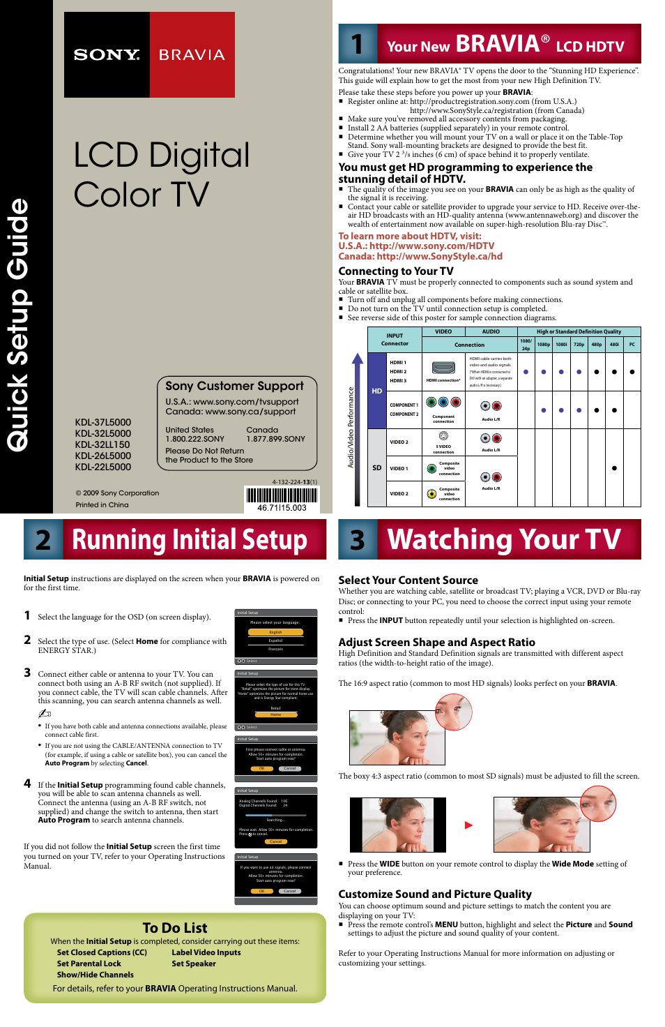 Sony KDL-26L5000 User Manual | 2 pages