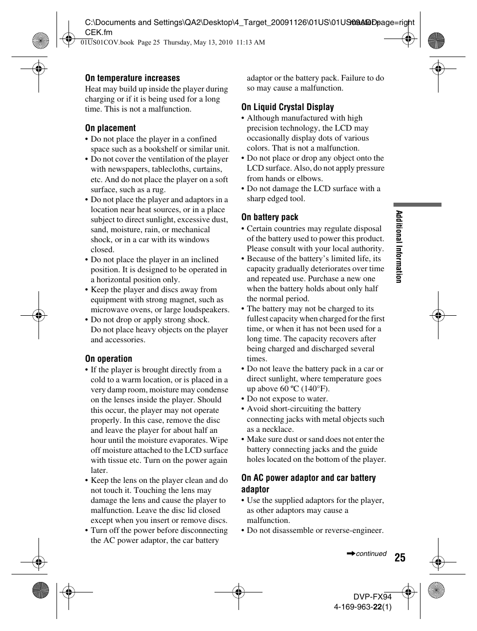 Sony DVP-FX94 User Manual | Page 25 / 40